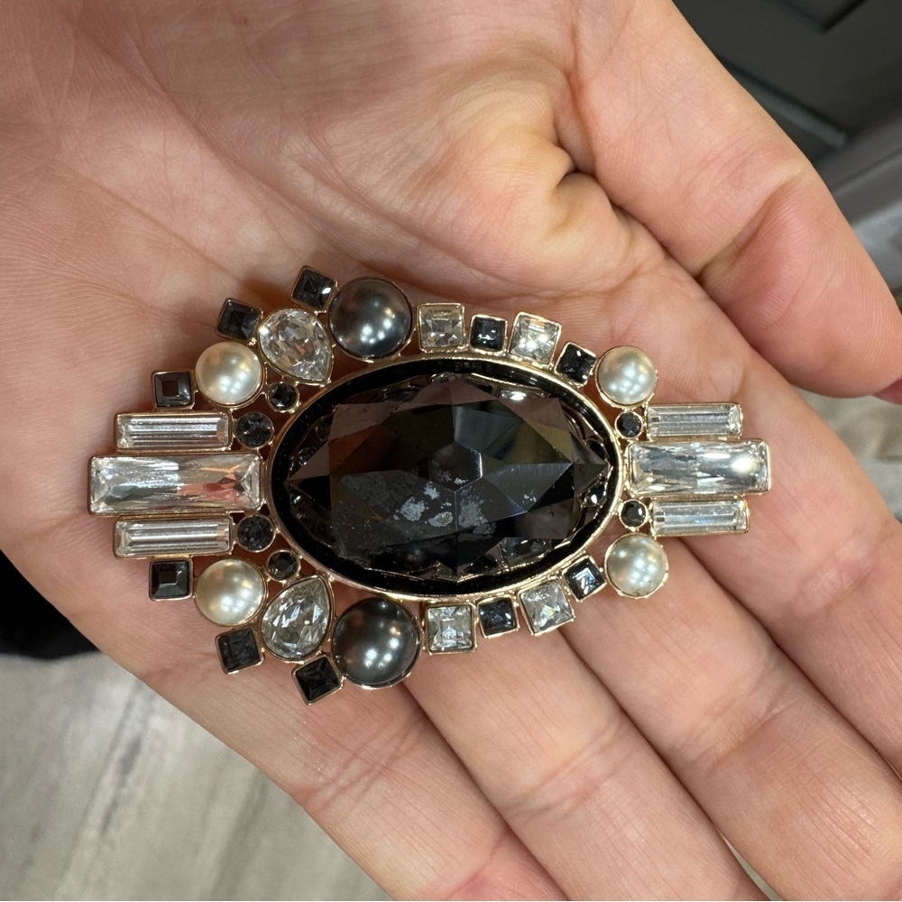 Swarovski Black Crystal Brooch & Pendant with Pearls - Picture 2 of 8
